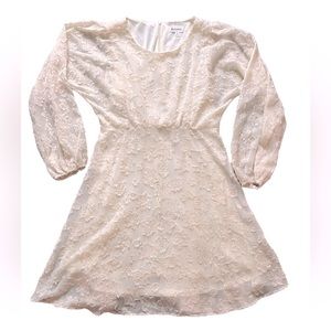 Pink Blush Maternity Cream Chiffon Flocked Floral Maternity Dress